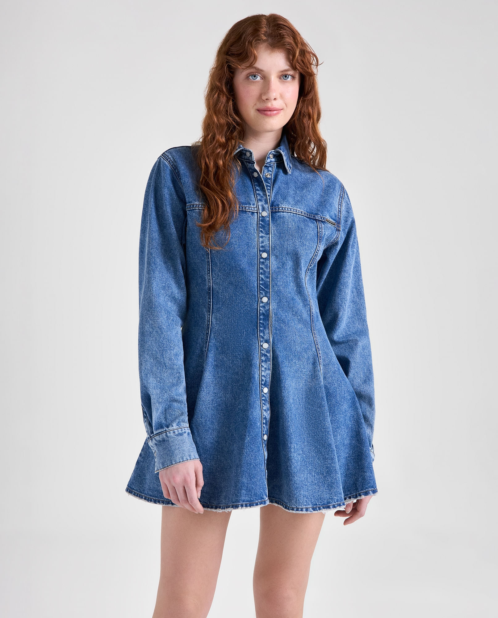 Vestido corto en algodón corte evasé