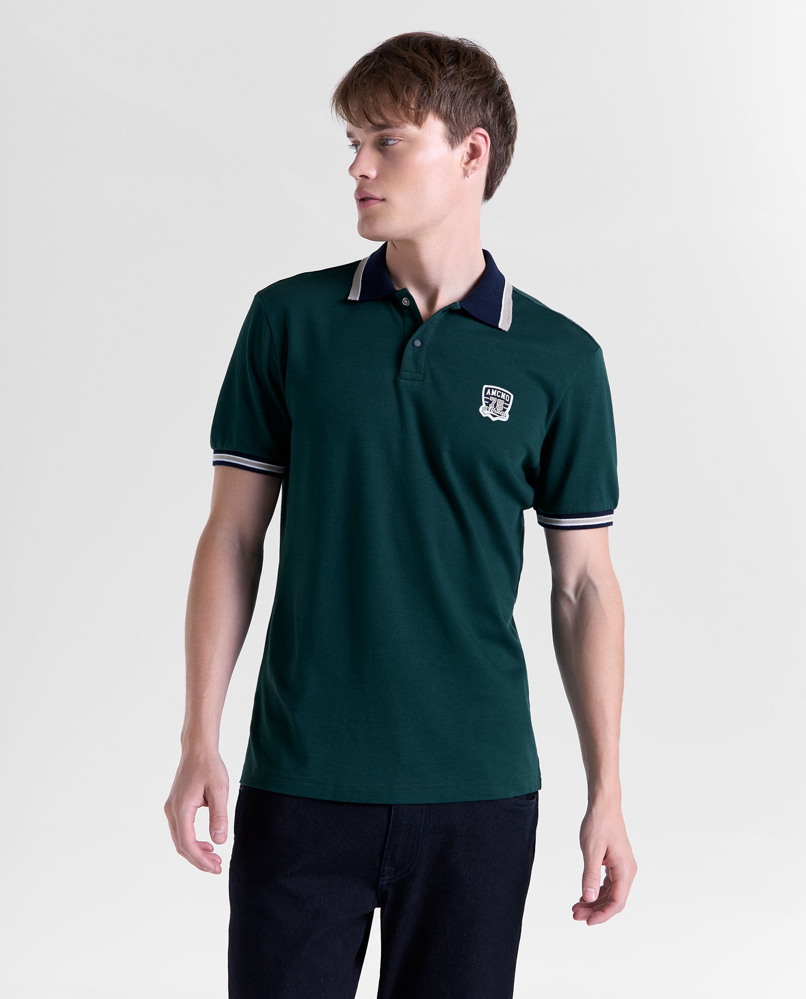 Camisa manga corta cuello clásico para hombre