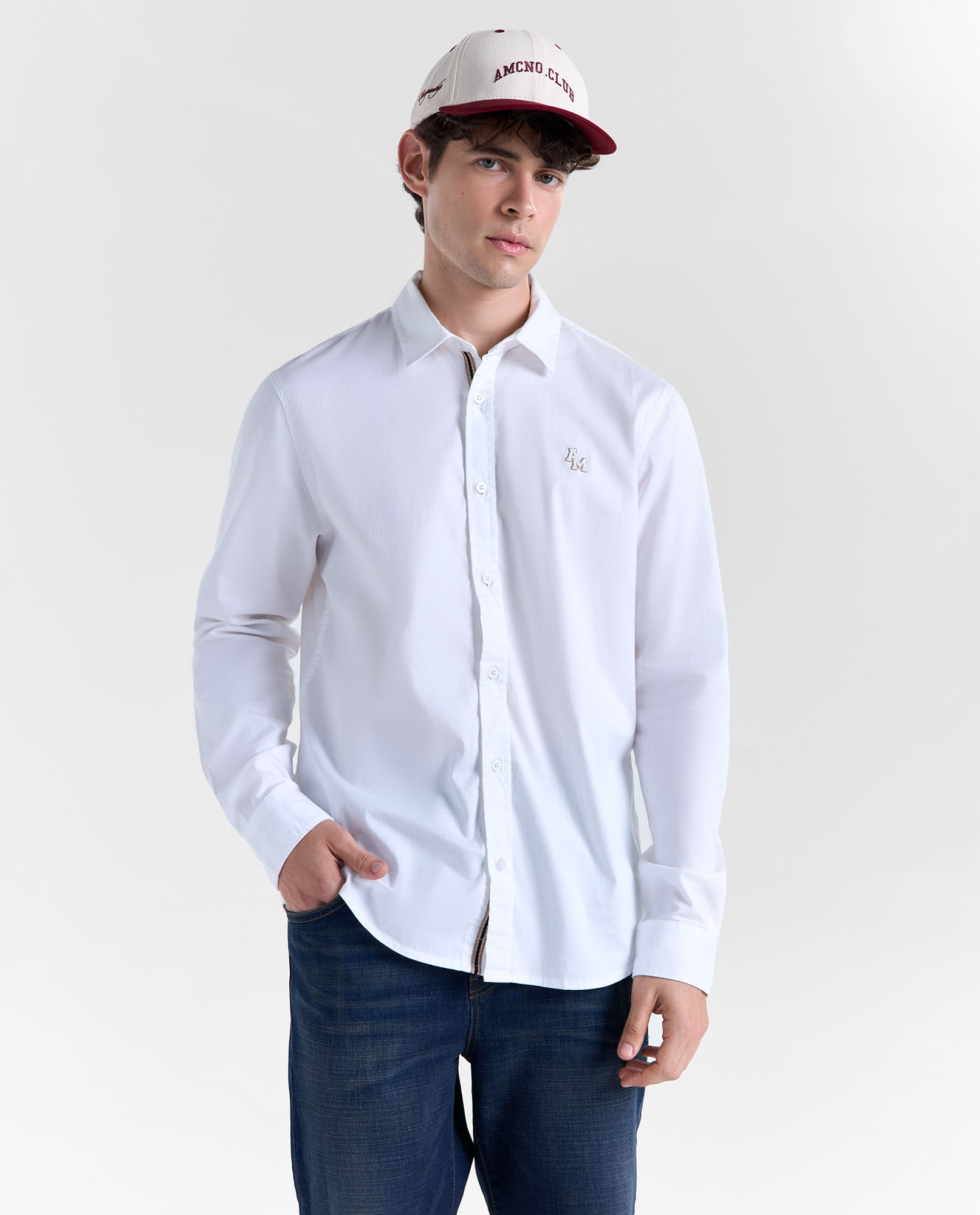 Camisa manga larga cuello clásico para hombre