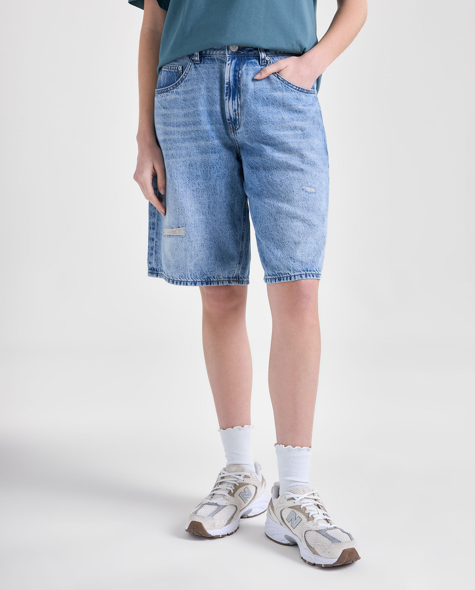 Shorts regular algodón tiro medio