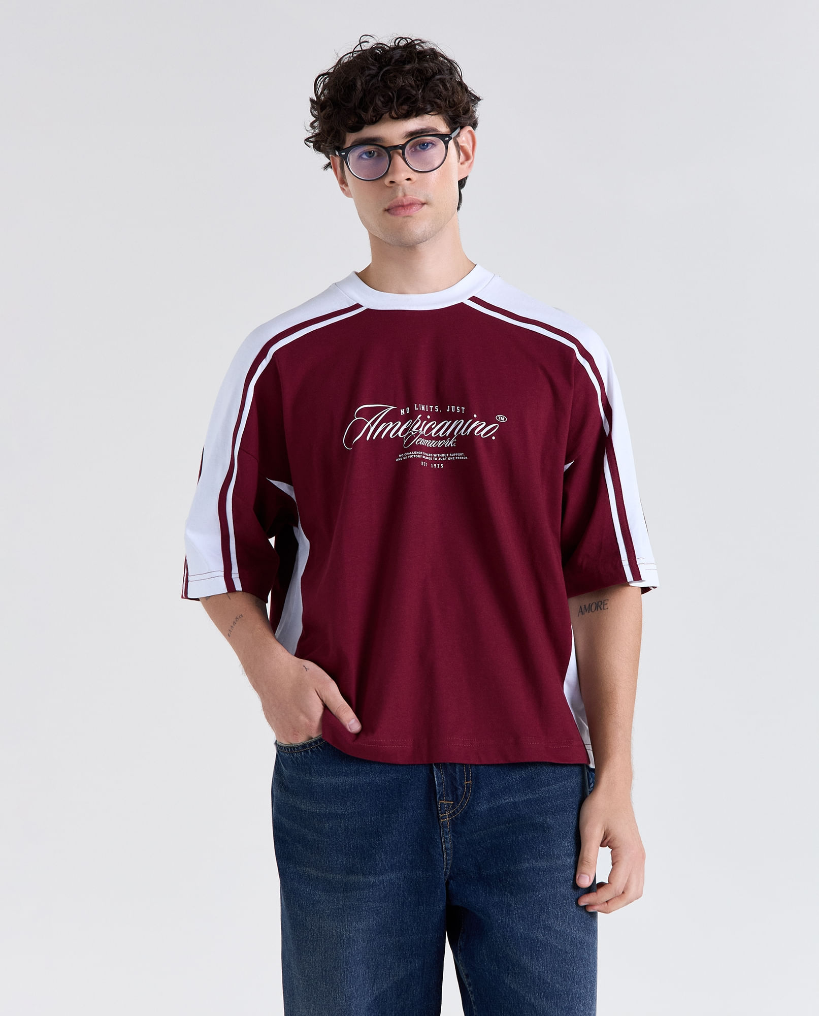 Camiseta oversize manga corta cuello redondo para hombre