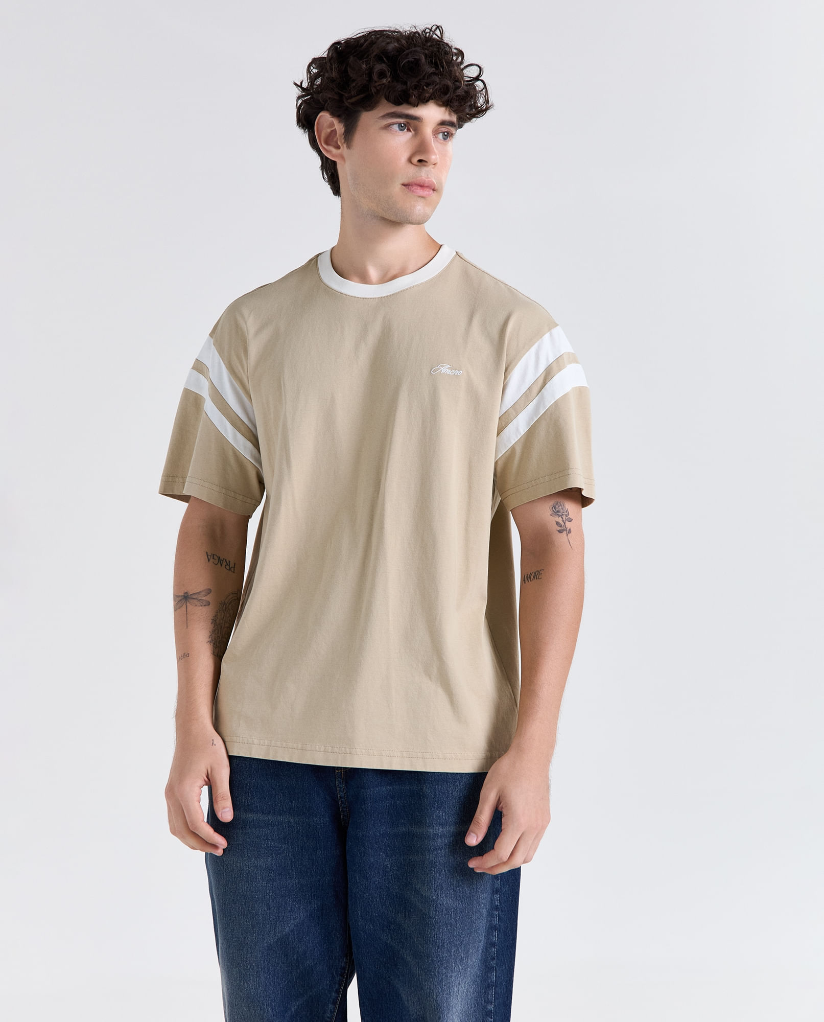 Camiseta oversize manga corta cuello redondo para hombre