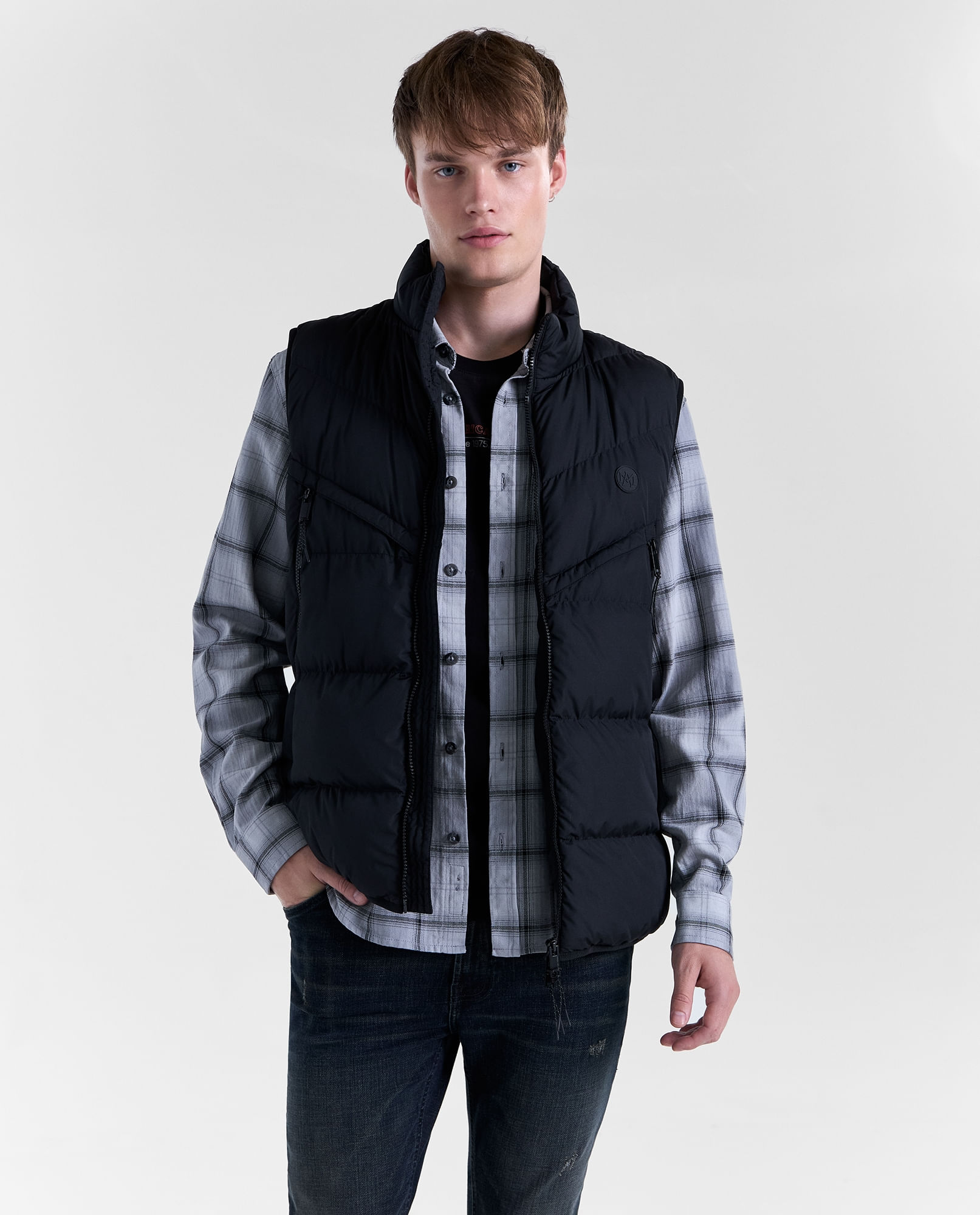 Chaqueta acolchada cuello alto para hombre