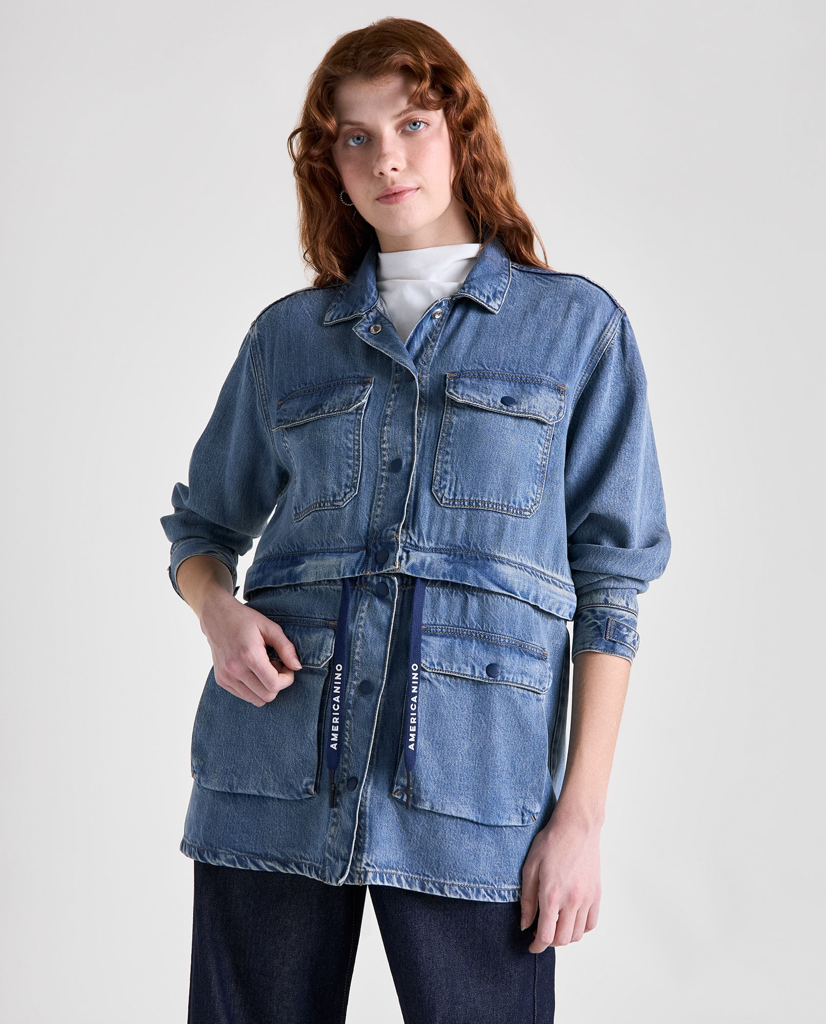 Chaqueta parka cuello alto para mujer