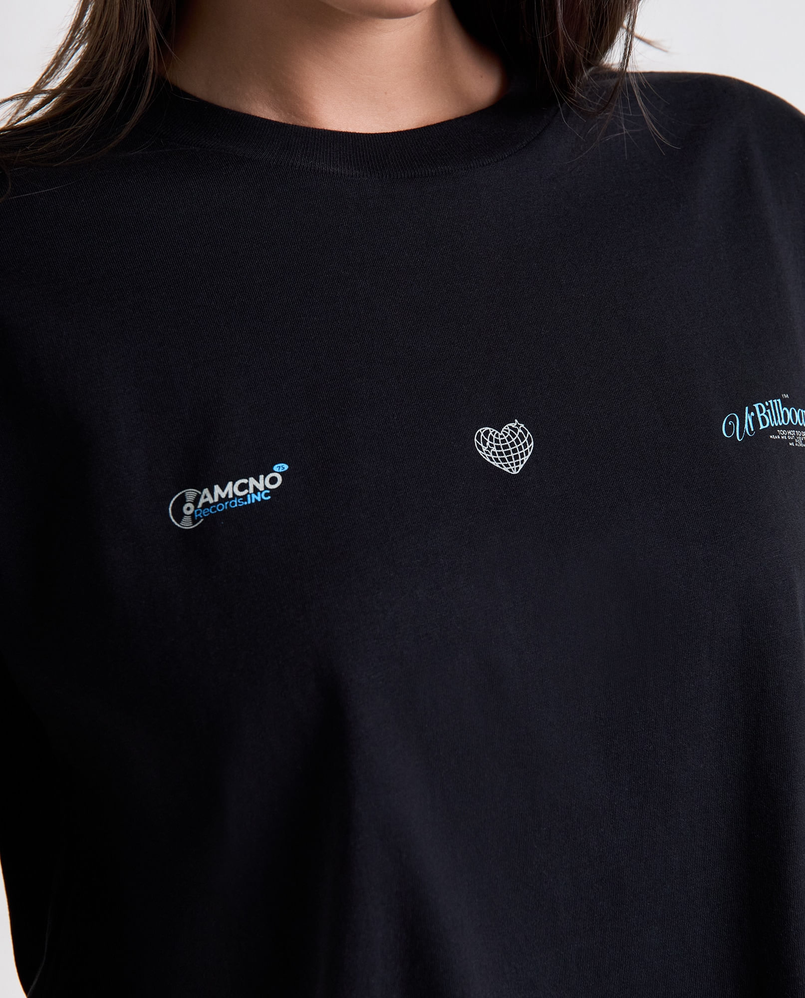 Camiseta estampado localizado manga corta cuello redondo para mujer