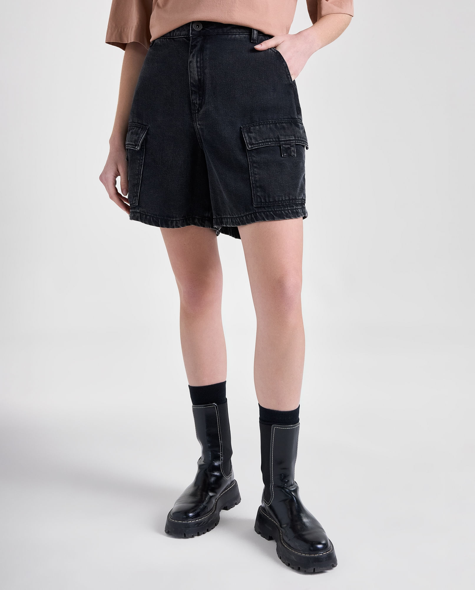 Short Cargo Lyocell Tiro Alto
