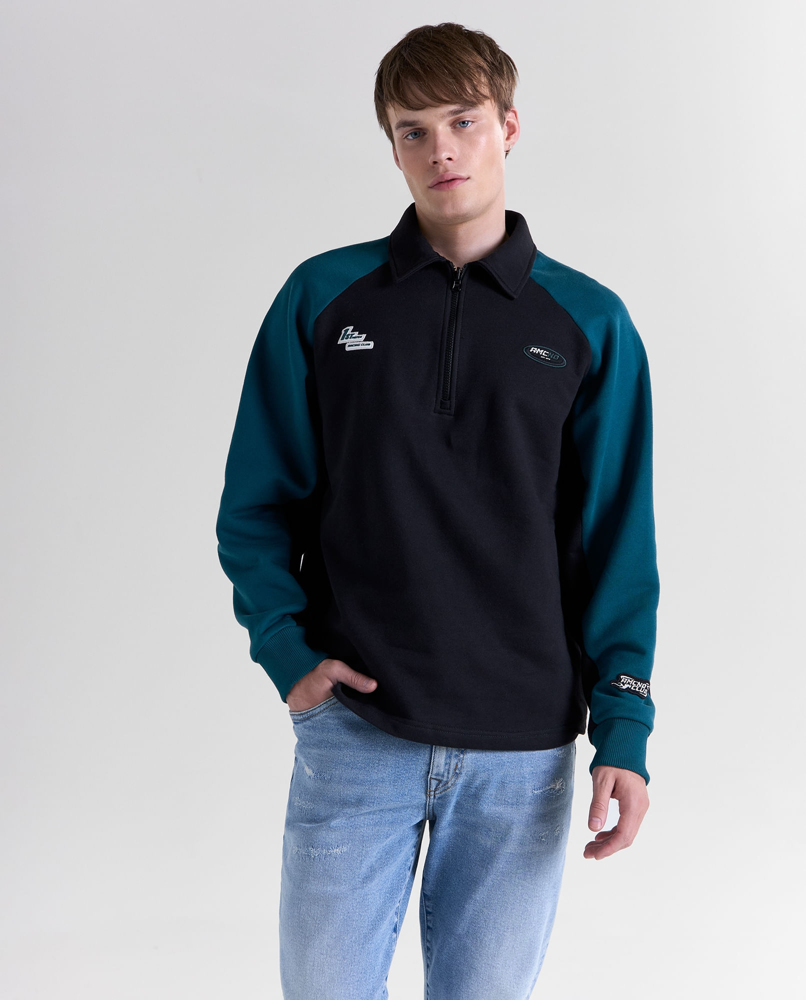 Buzo oversize cuello tortuga para hombre