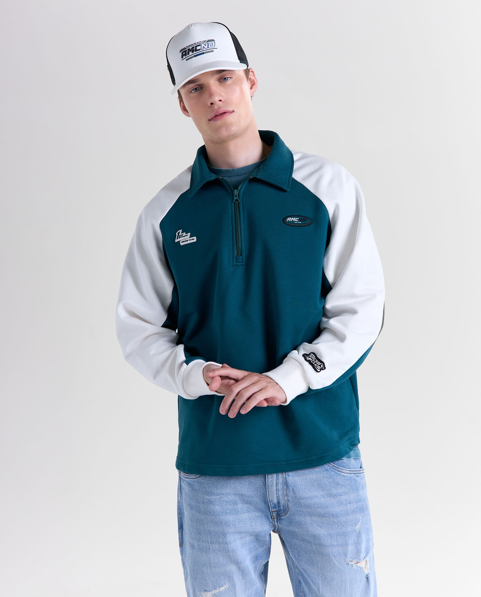 Buzo oversize cuello tortuga para hombre