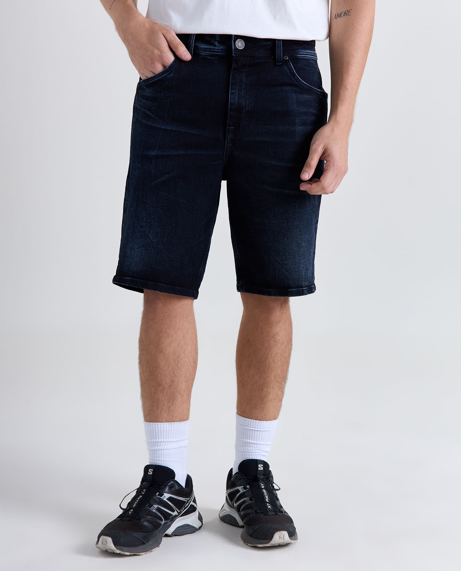 Bermuda Regular Denim Tiro Medio para Hombre