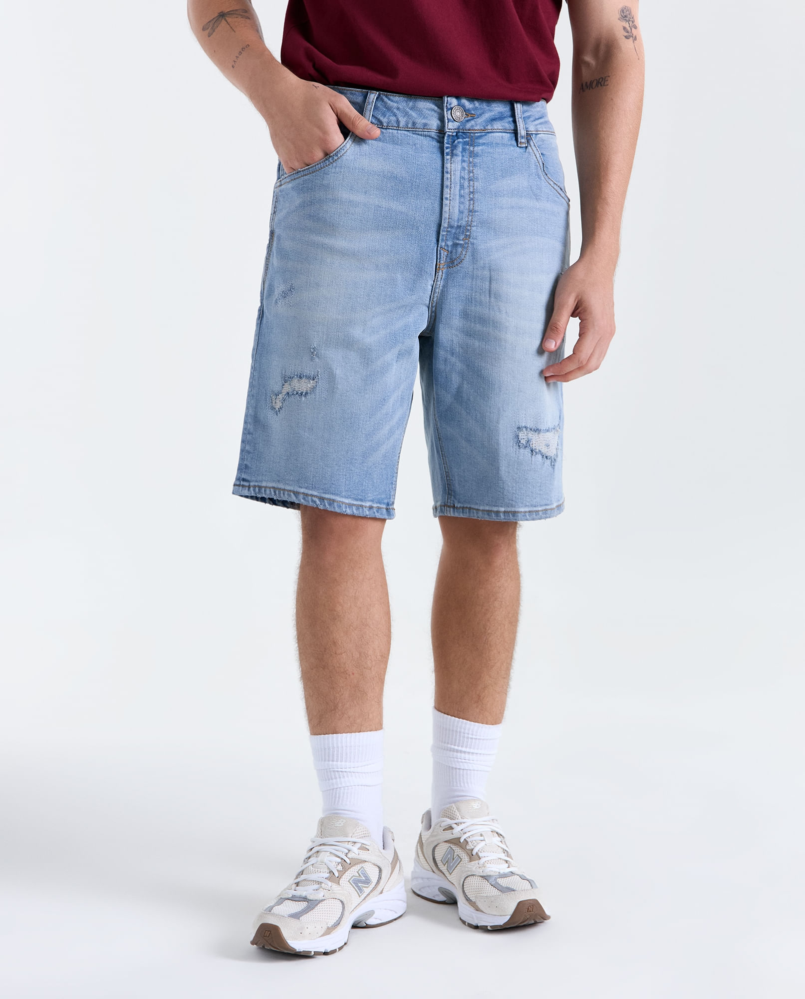 Bermuda Regular Denim medio para hombre