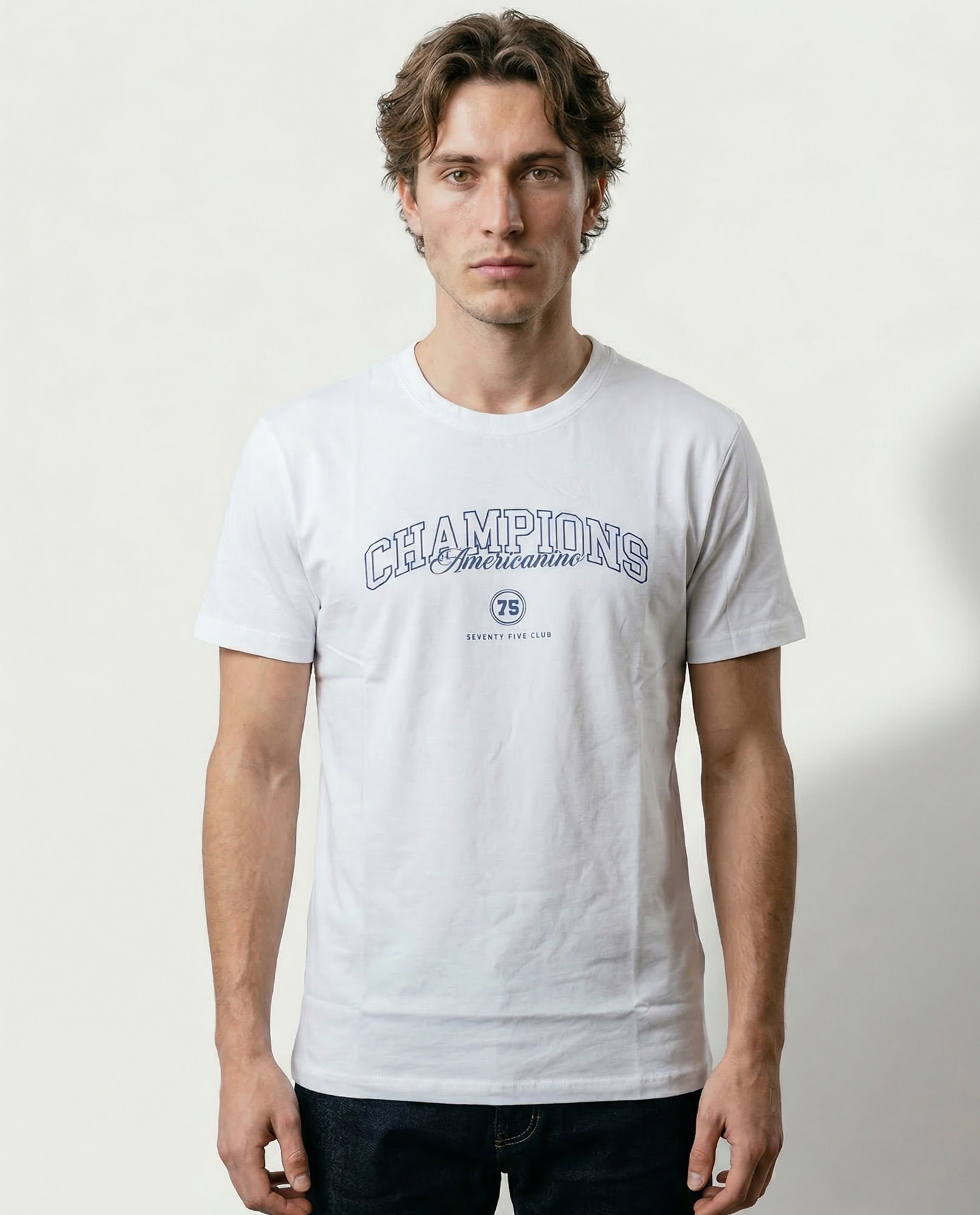Camiseta estampado localizado manga regular cuello redondo para hombre