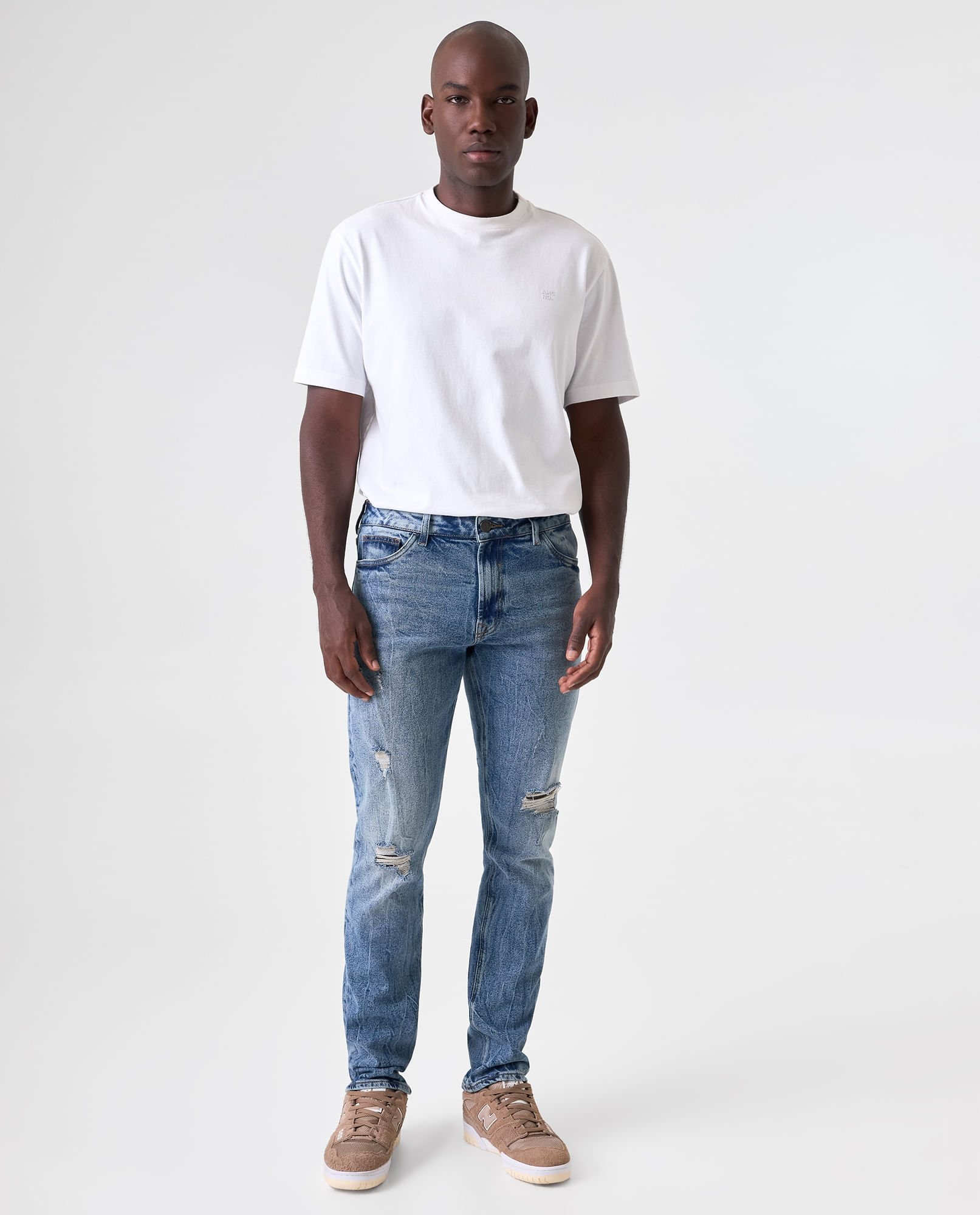 Jean Straight con rotos localizados para hombre