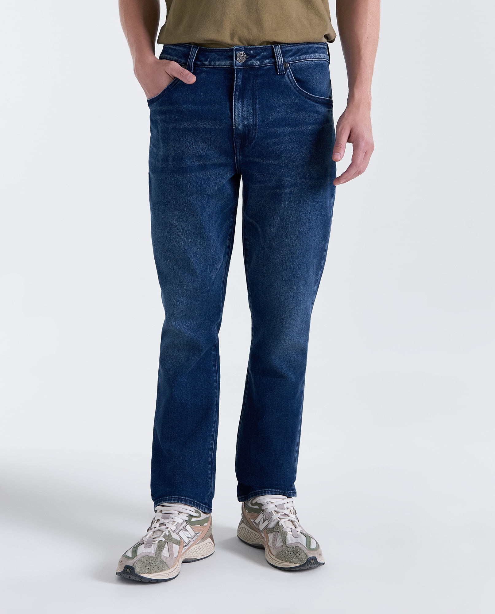 Jean Slim and Straight tiro medio para hombre