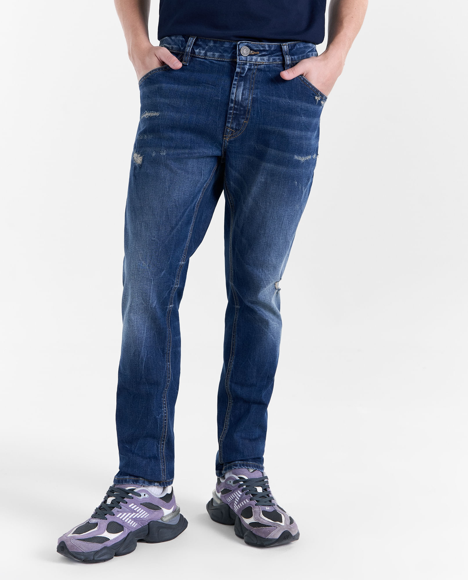 Jean Tapered tiro medio para hombre