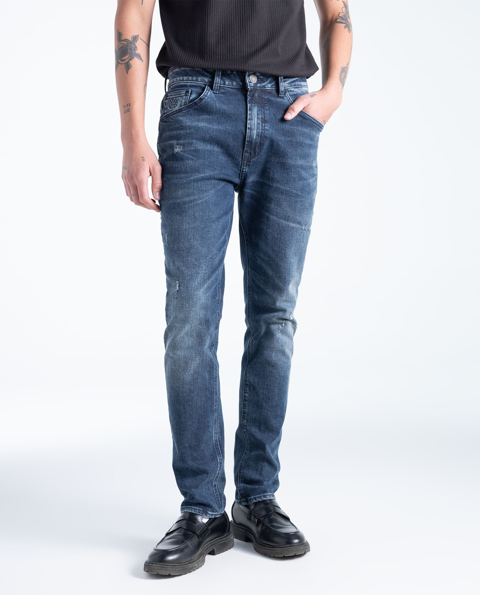 Jeans slim algodón tiro medio