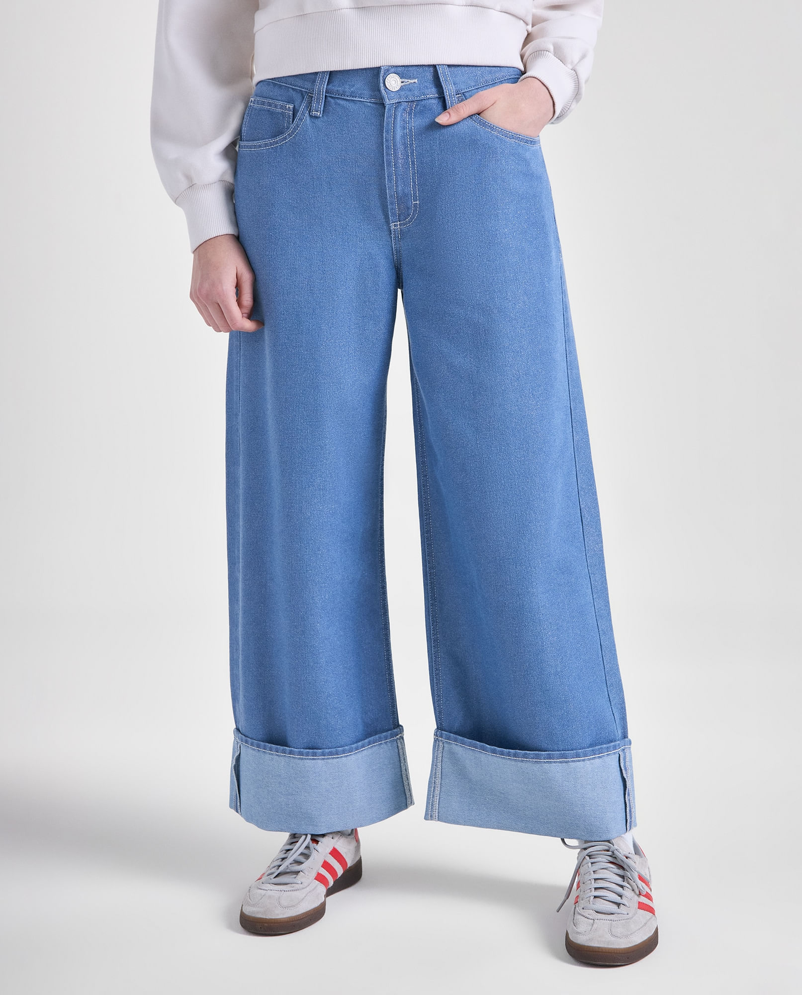 Jean Straight sin rotos tiro medio para mujer