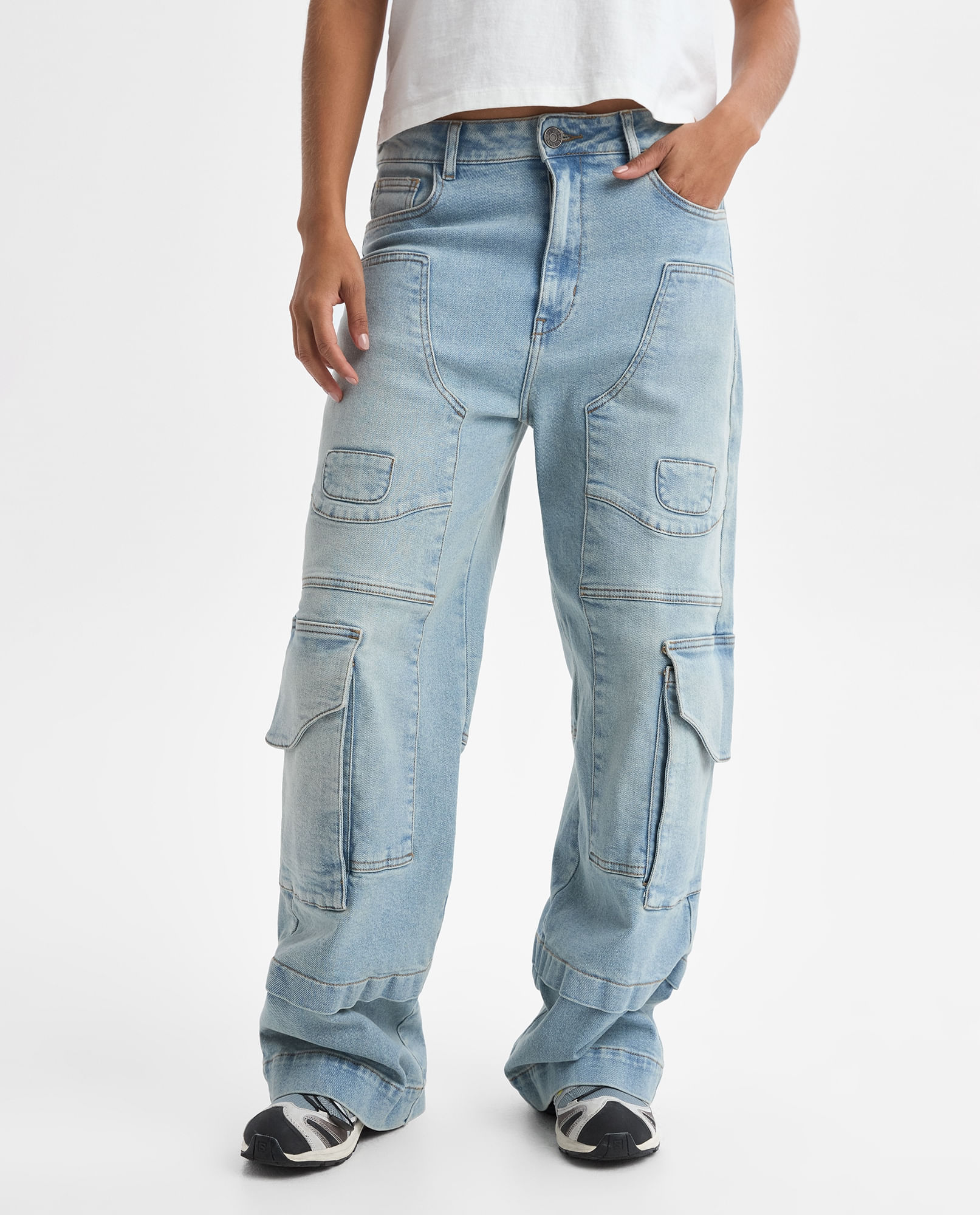 Jean Cargo Amplio para mujer