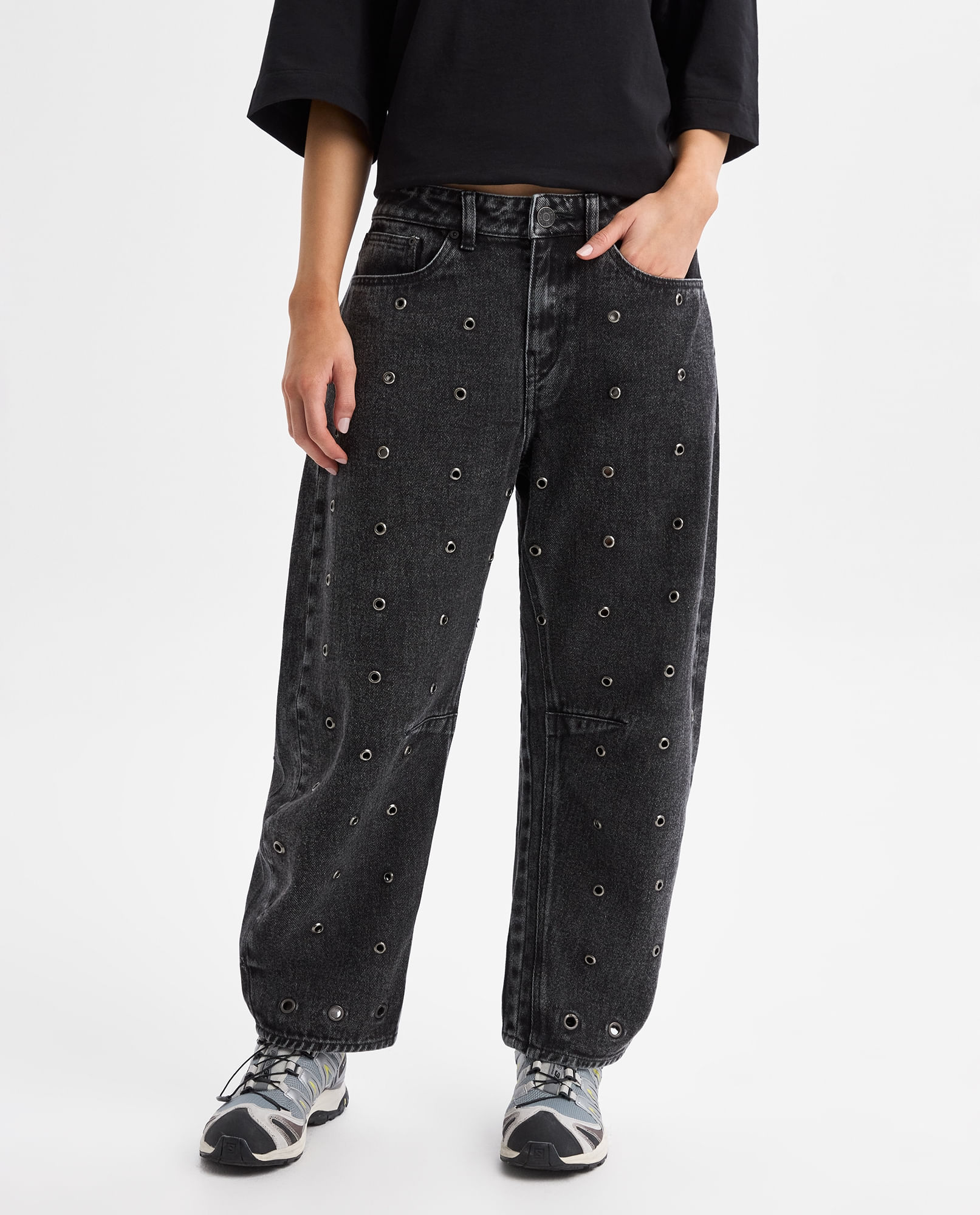 Jeans Wide Leg Algodón Tiro Medio