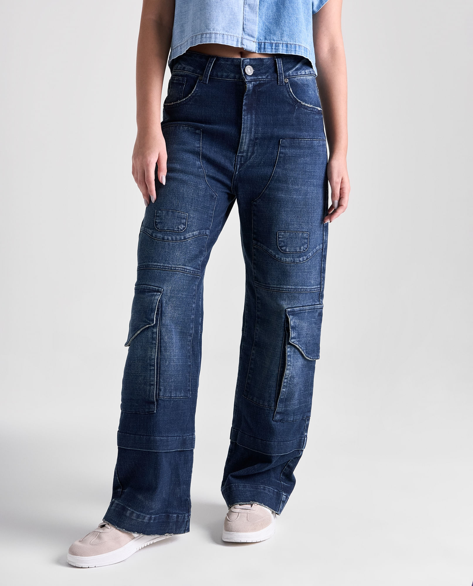 Jean Carpintero Tiro Medio para mujer