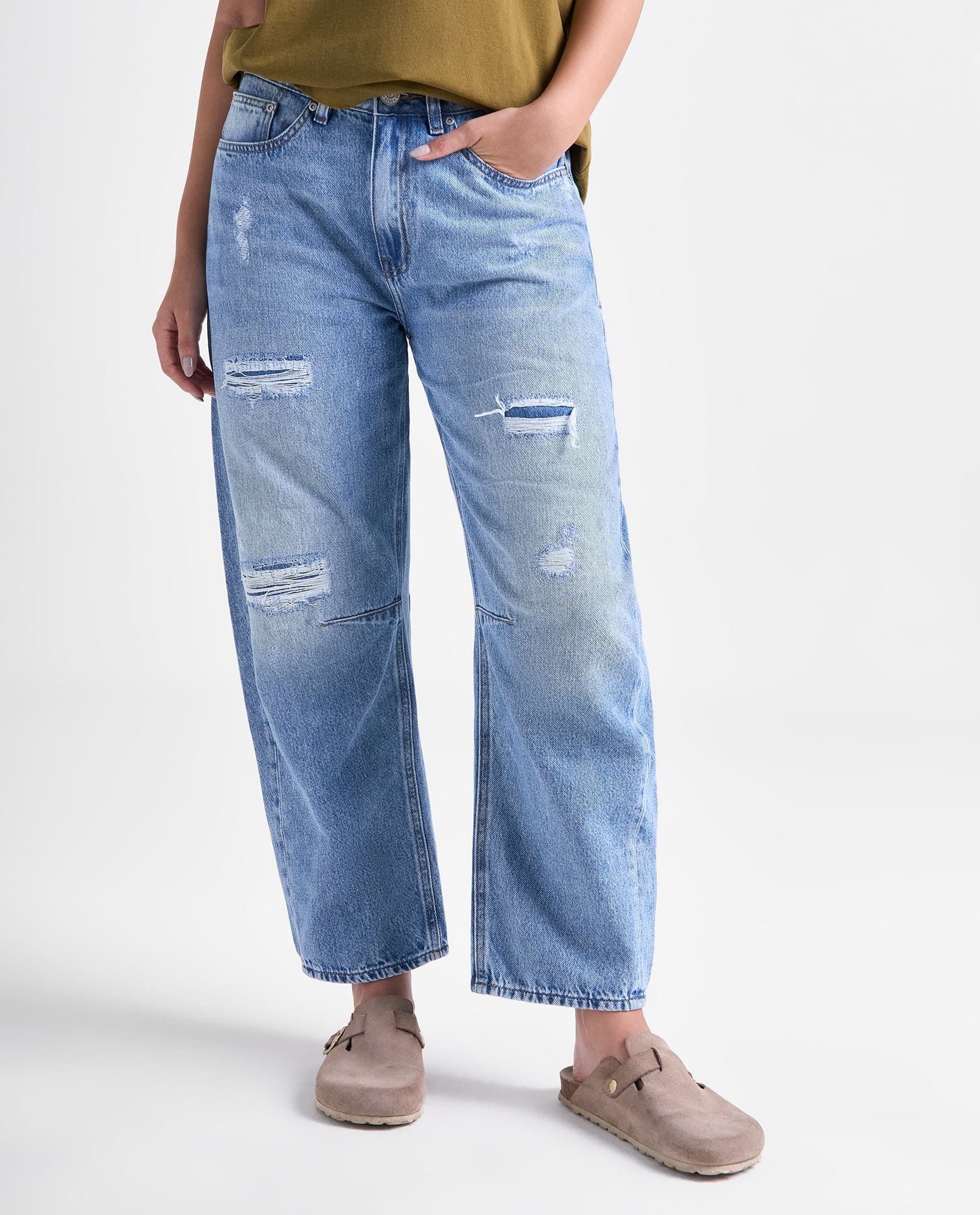 Jean Slouchy Wide leg tiro medio para mujer