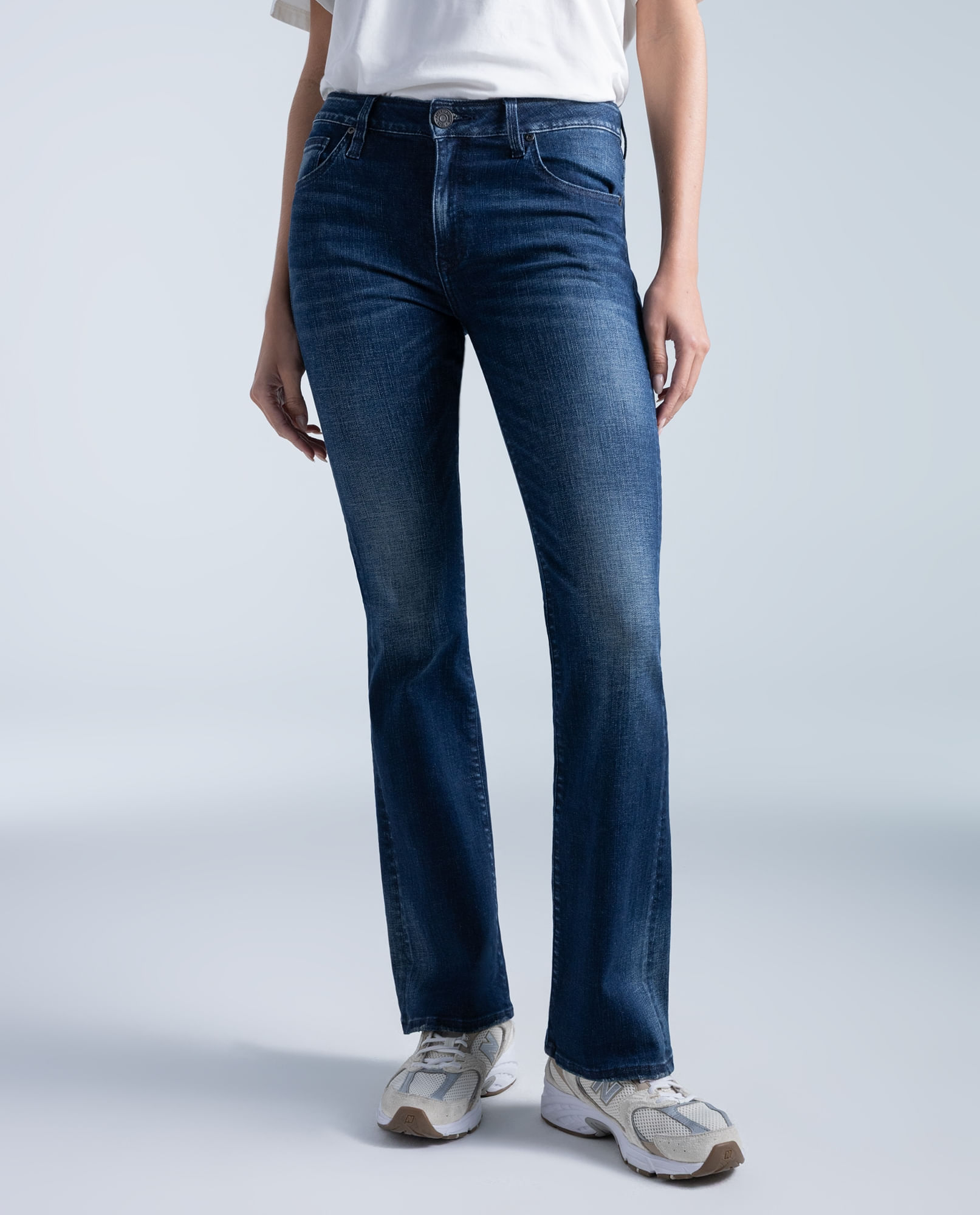 Jeans regular en algodón tiro medio