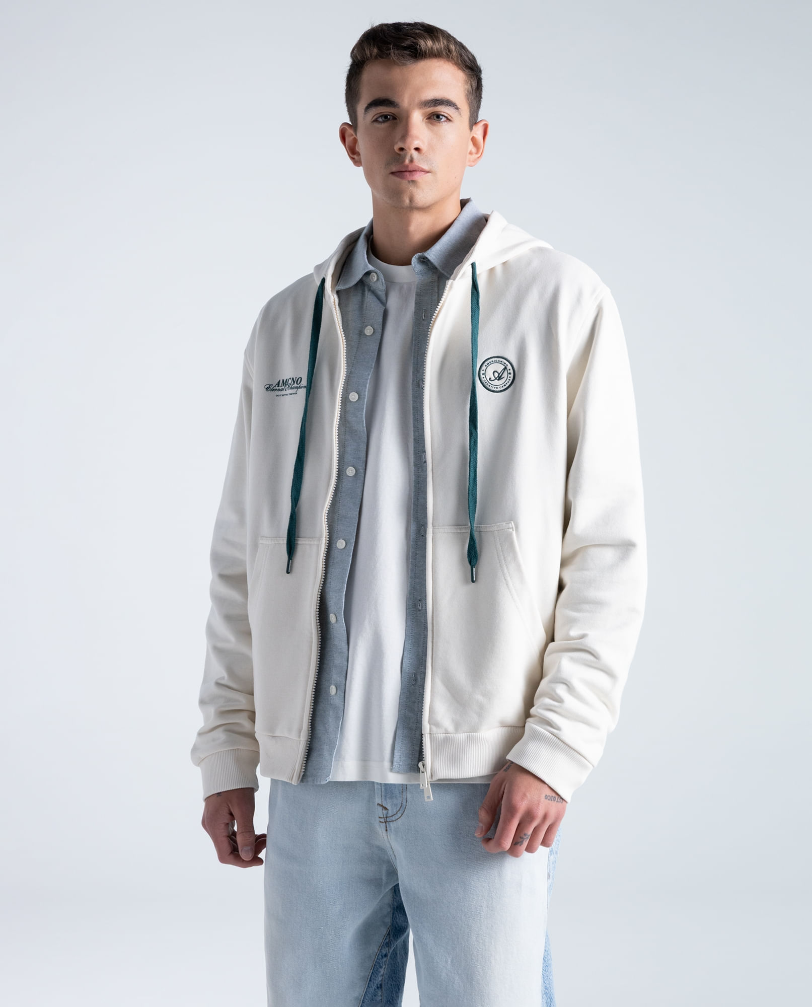 Buzo oversize en algodón con capucha y bordado