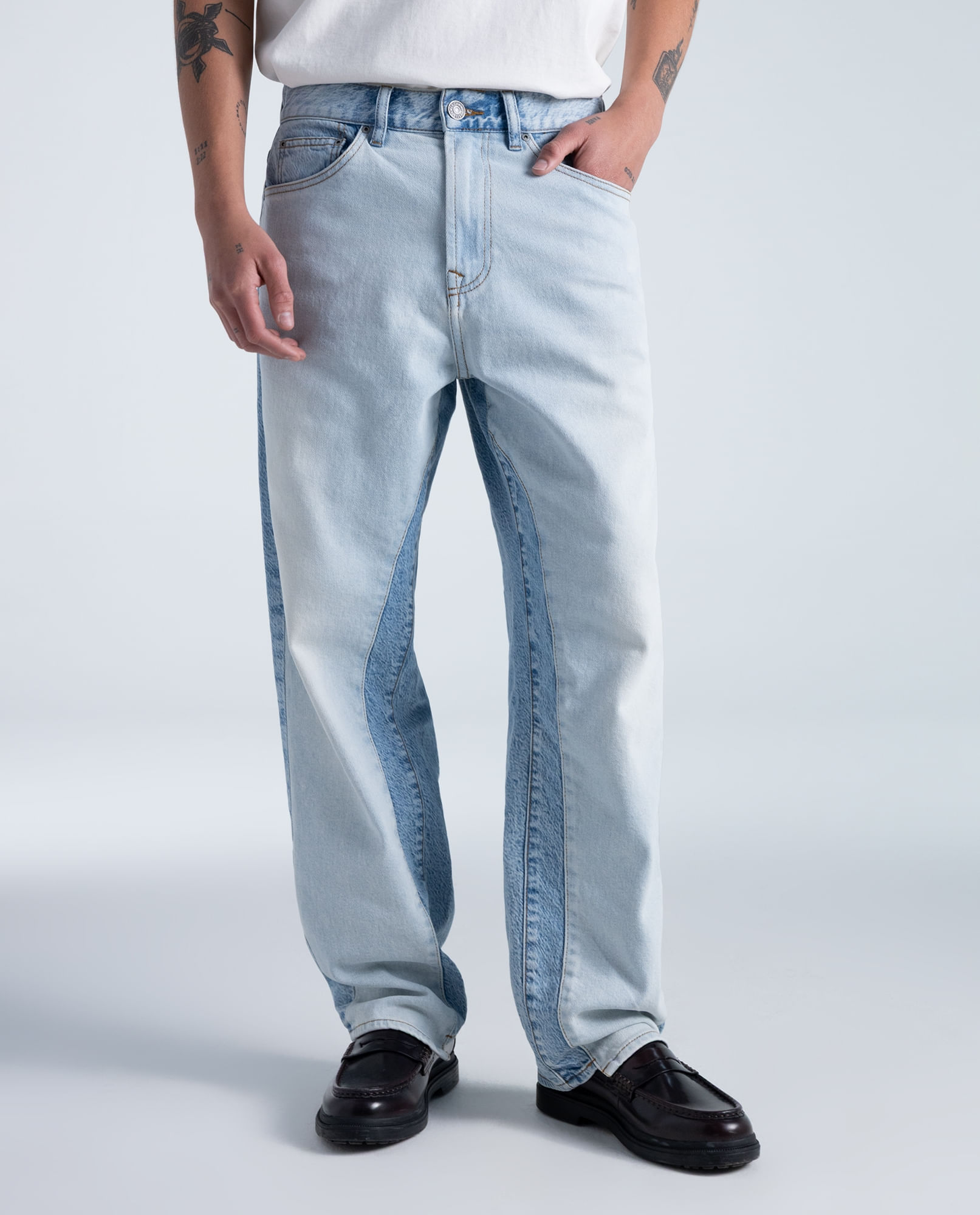 Jeans Wide Leg Algodón Tiro Medio