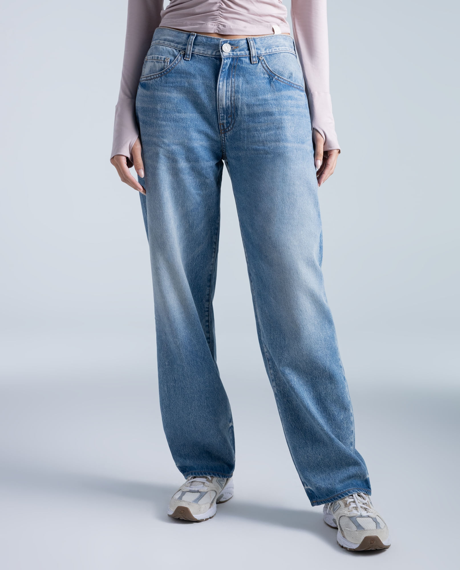 Jeans Wide Leg Algodón Tiro Medio