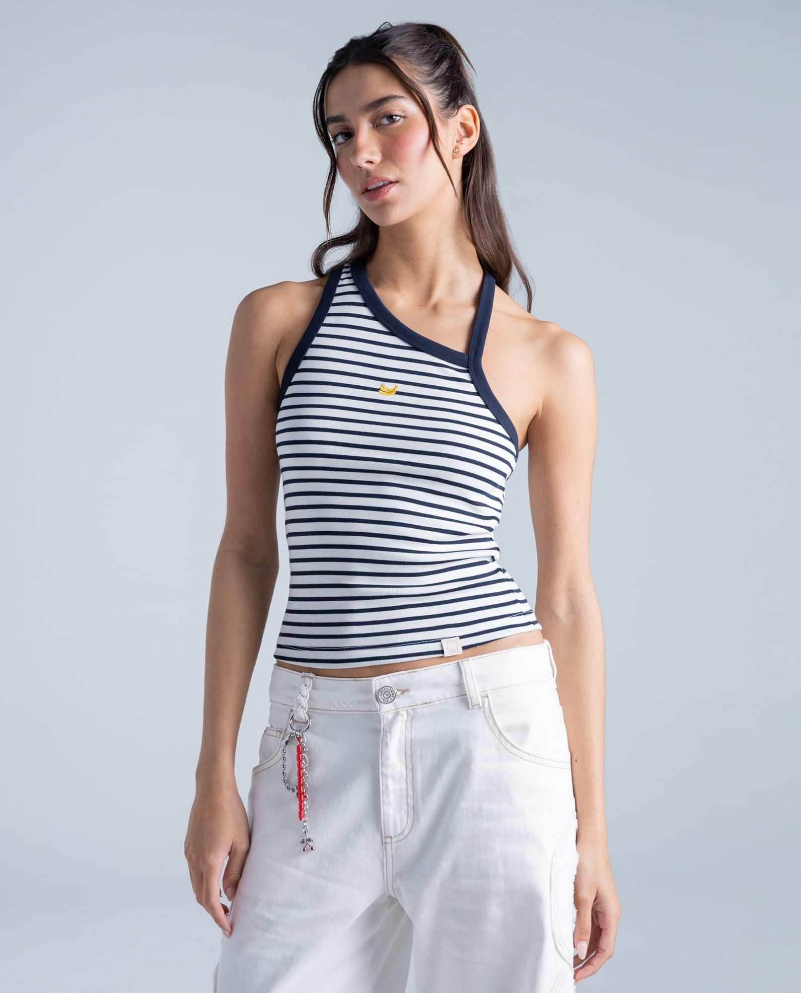 Camiseta rayas manga corta cuello redondo para mujer