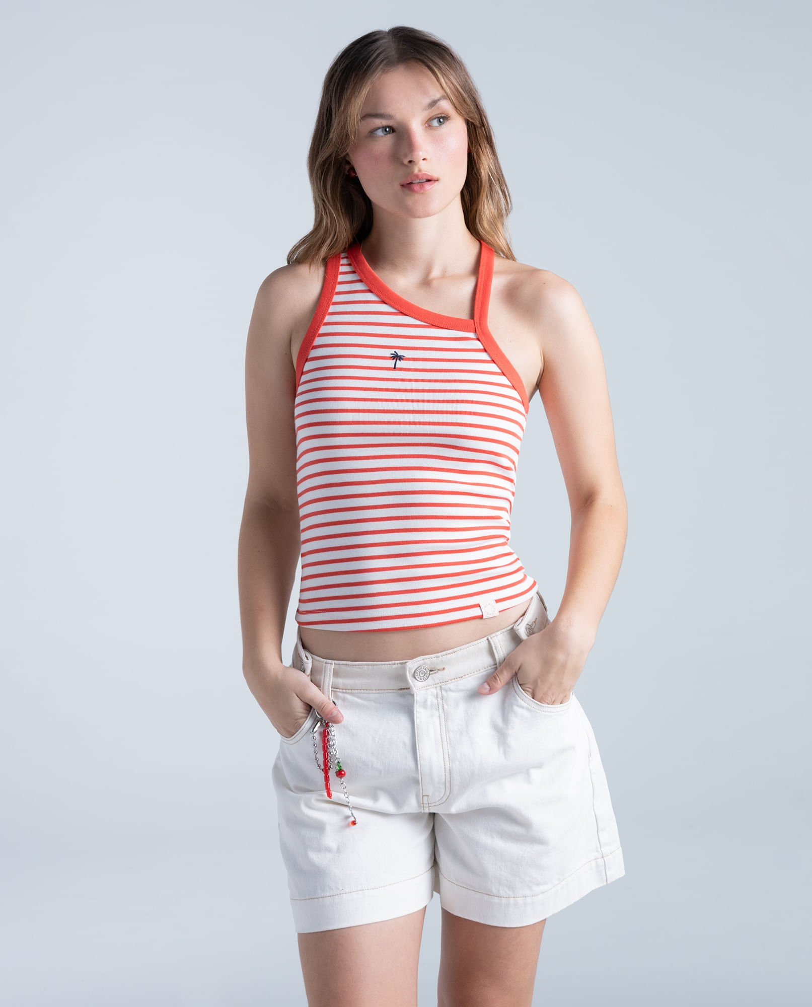 Camiseta rayas manga corta cuello redondo para mujer