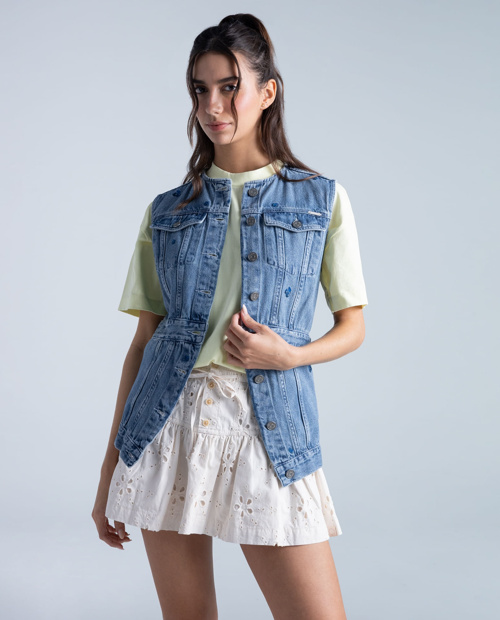 Chaqueta regular en algodón con cuello alto