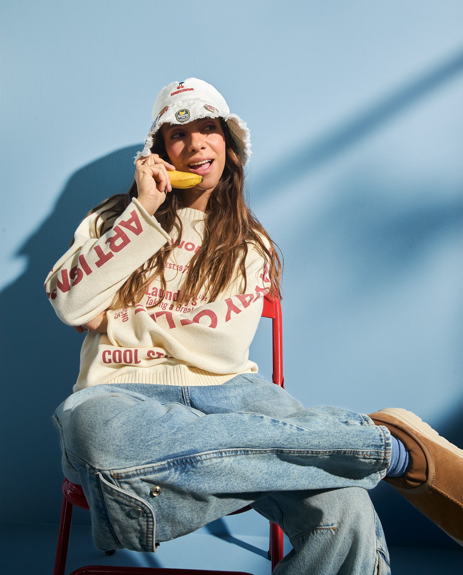 Camisa oversize larga cuello redondo para mujer