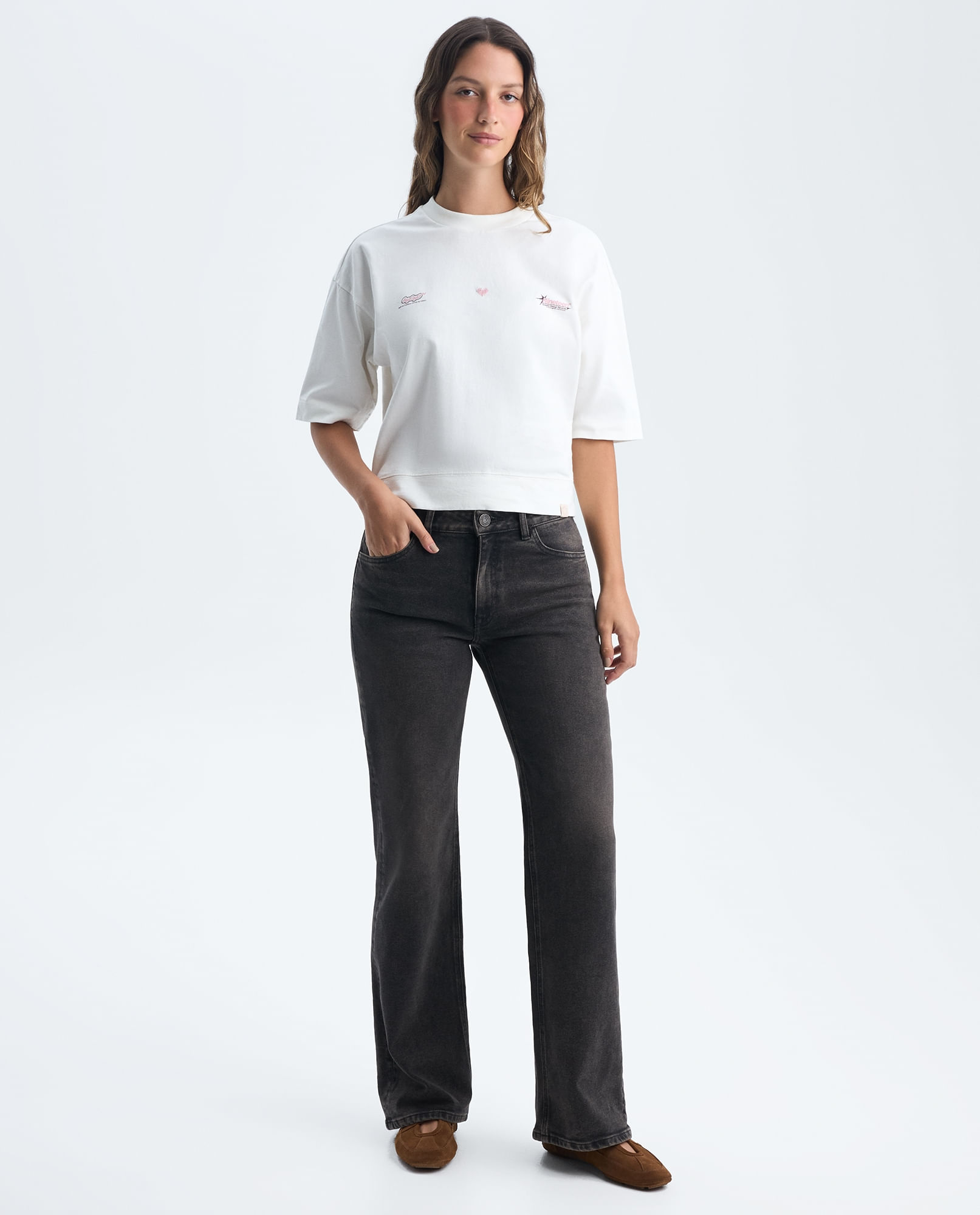 Jean Flare Tiro Alto para mujer