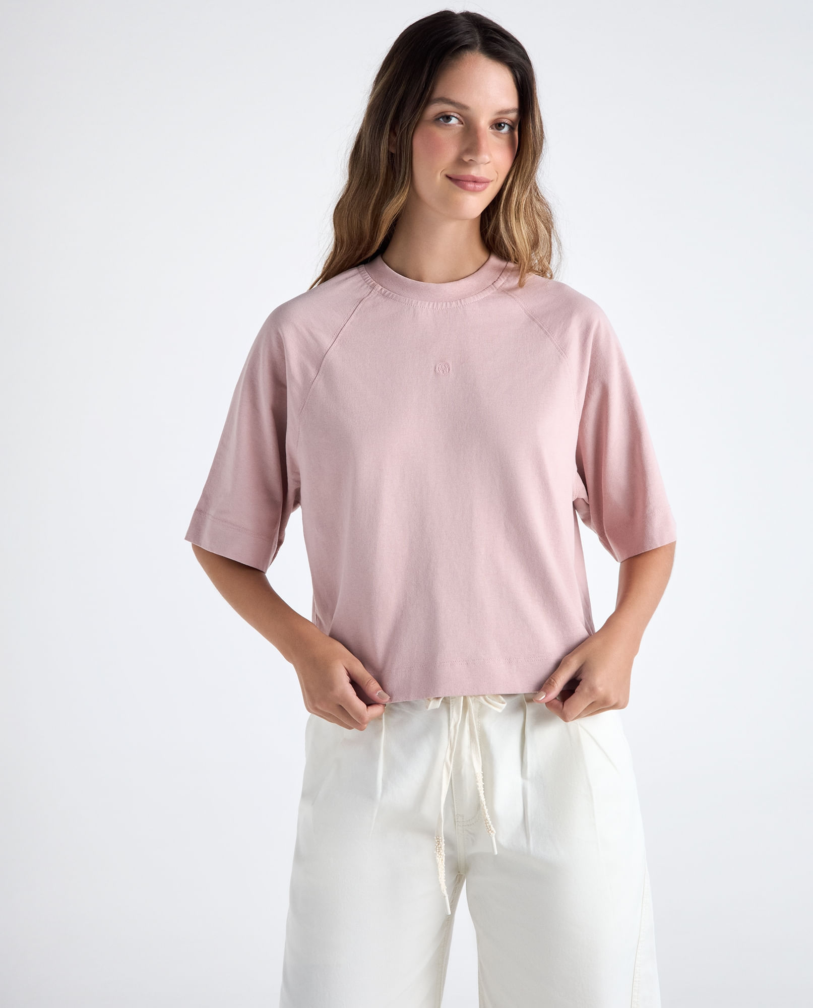 Camiseta estampado localizado manga regular cuello redondo para mujer