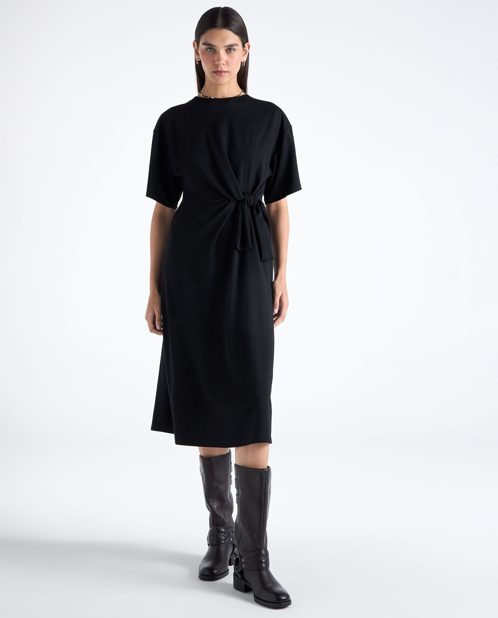 Vestido cuello redondo para mujer