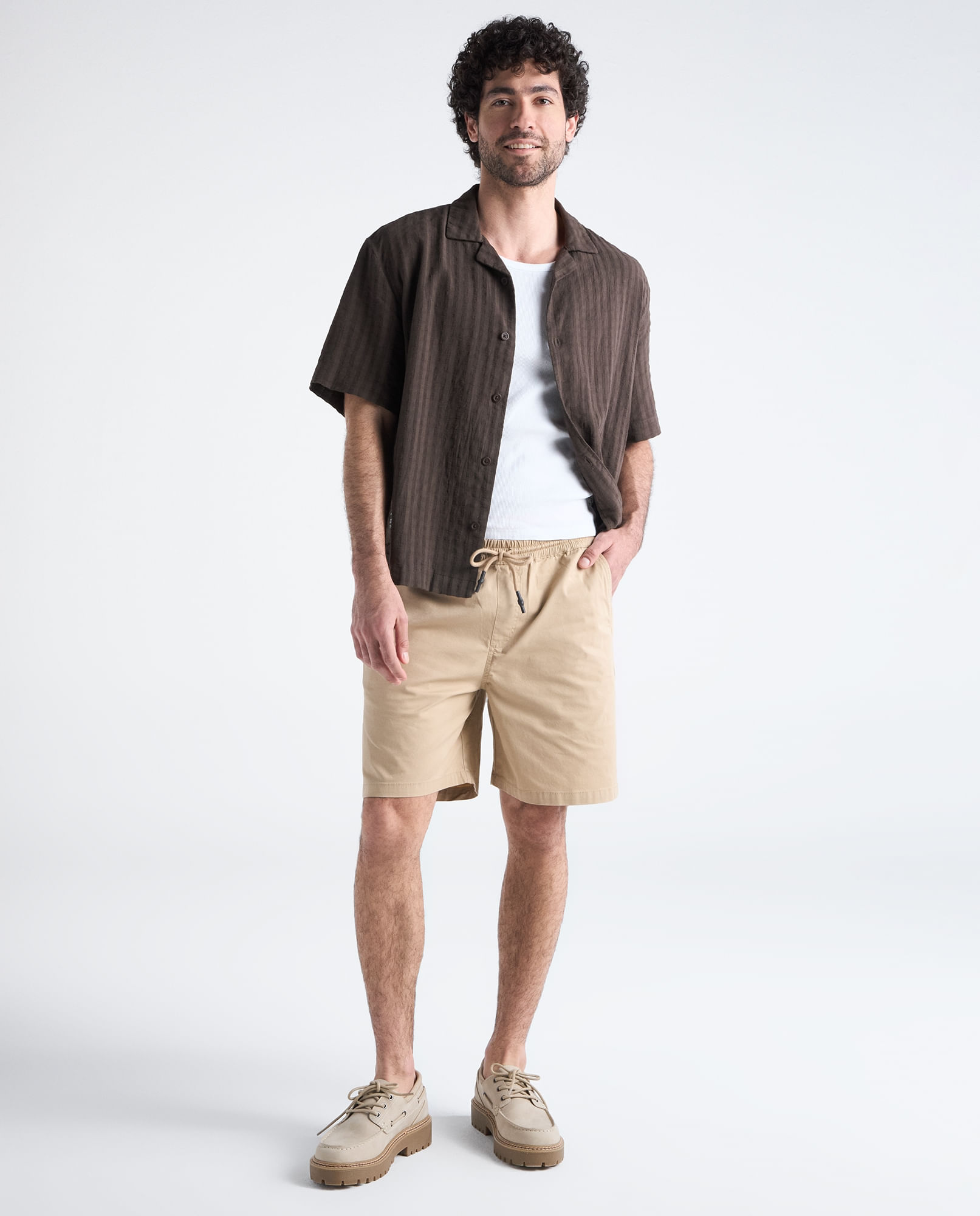 Bermuda regular algodón tiro medio para hombre